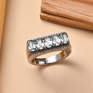 EverTrue Sky Blue Topaz 2.90 ctw Men's Ring in Stainless Steel (Size 12.0)