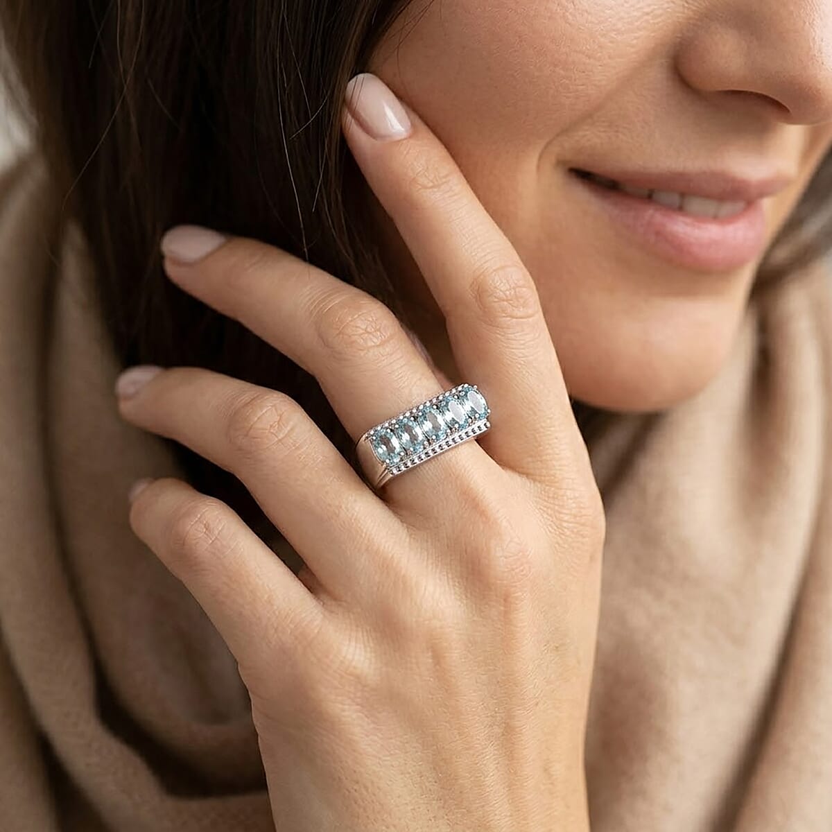 EverTrue Sky Blue Topaz 2.90 ctw Men's Ring in Stainless Steel (Size 12.0) image number 2