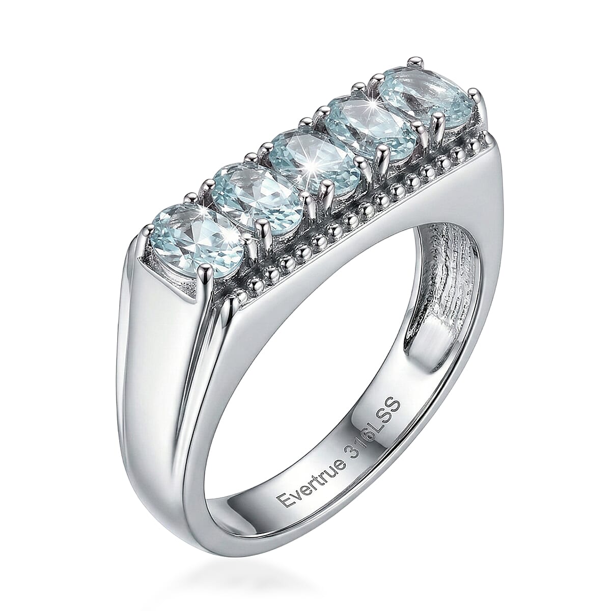 EverTrue Sky Blue Topaz 2.90 ctw Men's Ring in Stainless Steel (Size 14.0) image number 3