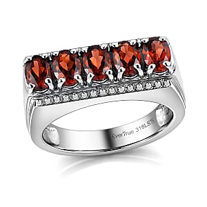 EverTrue Mozambique Garnet 2.75 ctw Men's Ring in Stainless Steel (Size 11.0)
