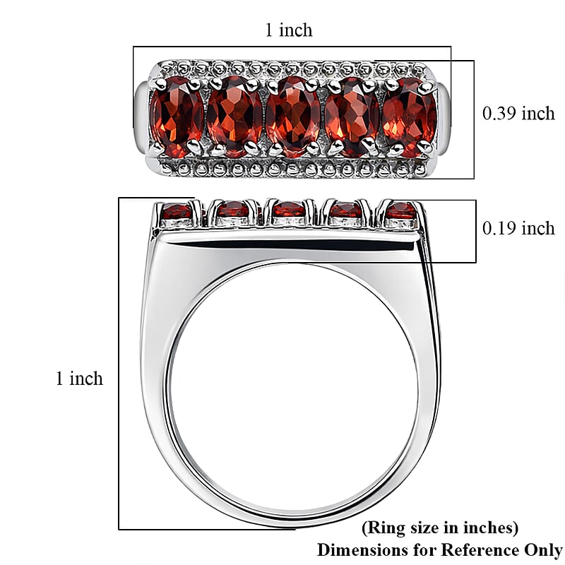 EverTrue Mozambique Garnet 2.75 ctw Men's Ring in Stainless Steel (Size 11.0)