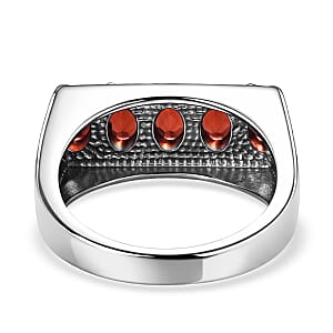 EverTrue Mozambique Garnet 2.75 ctw Men's Ring in Stainless Steel (Size 12.0)