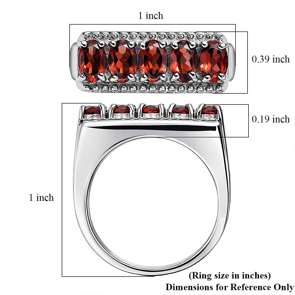 EverTrue Mozambique Garnet 2.75 ctw Men's Ring in Stainless Steel (Size 13.0) image number 4