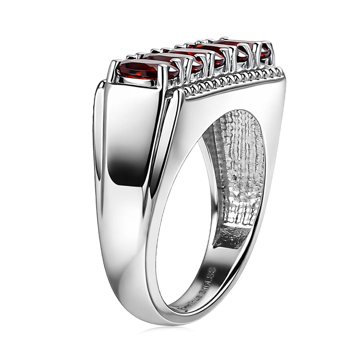 EverTrue Mozambique Garnet 2.75 ctw Men's Ring in Stainless Steel (Size 14.0) image number 2