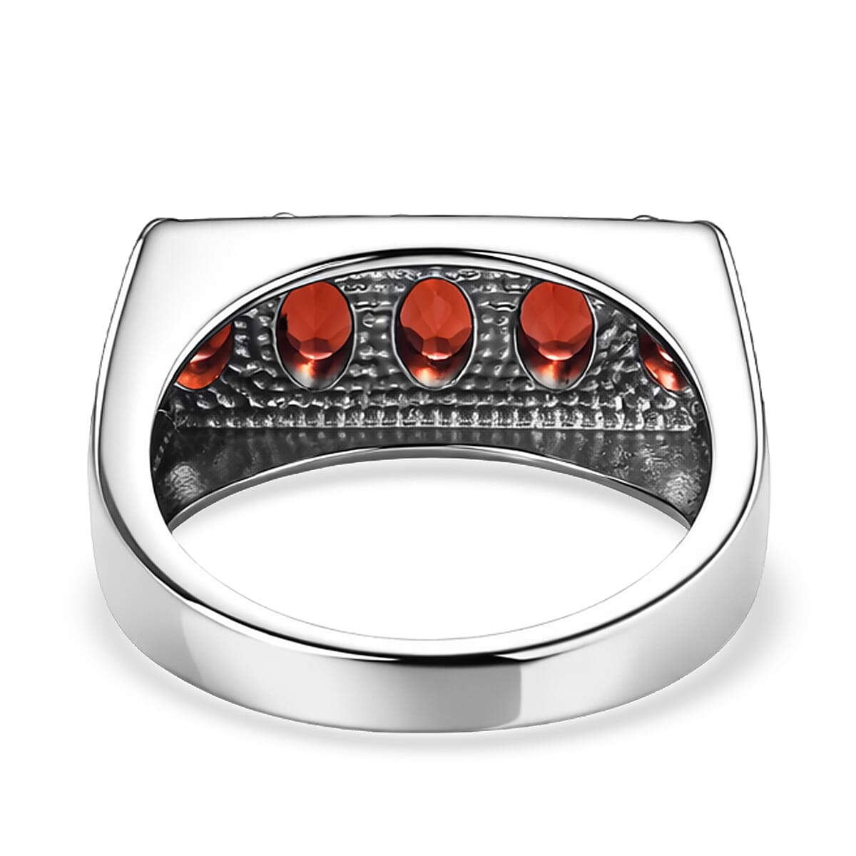 EverTrue Mozambique Garnet 2.75 ctw Men's Ring in Stainless Steel (Size 14.0) image number 3