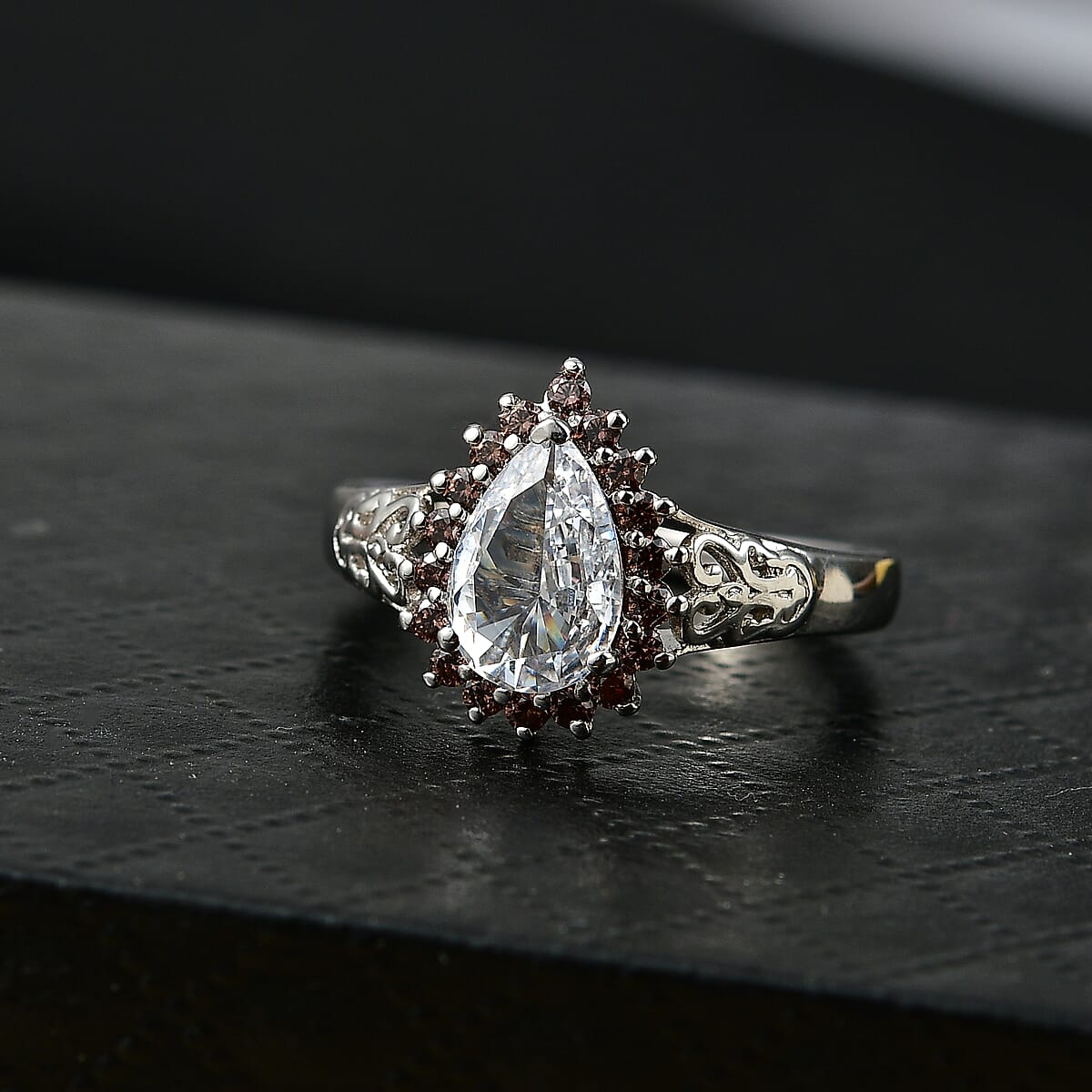 EverTrue Simulated White and Brown Diamond Ring in Platinum Bond (Size 10.0) image number 1