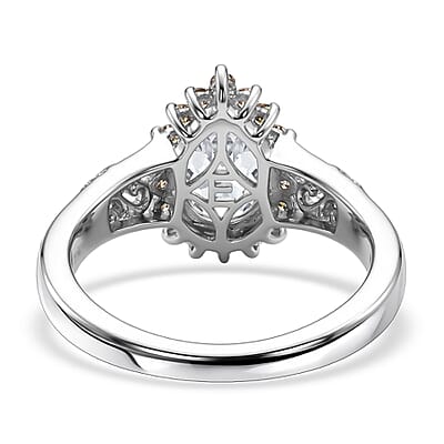 EverTrue Simulated White and Brown Diamond Ring in Platinum Bond (Size 6.0)