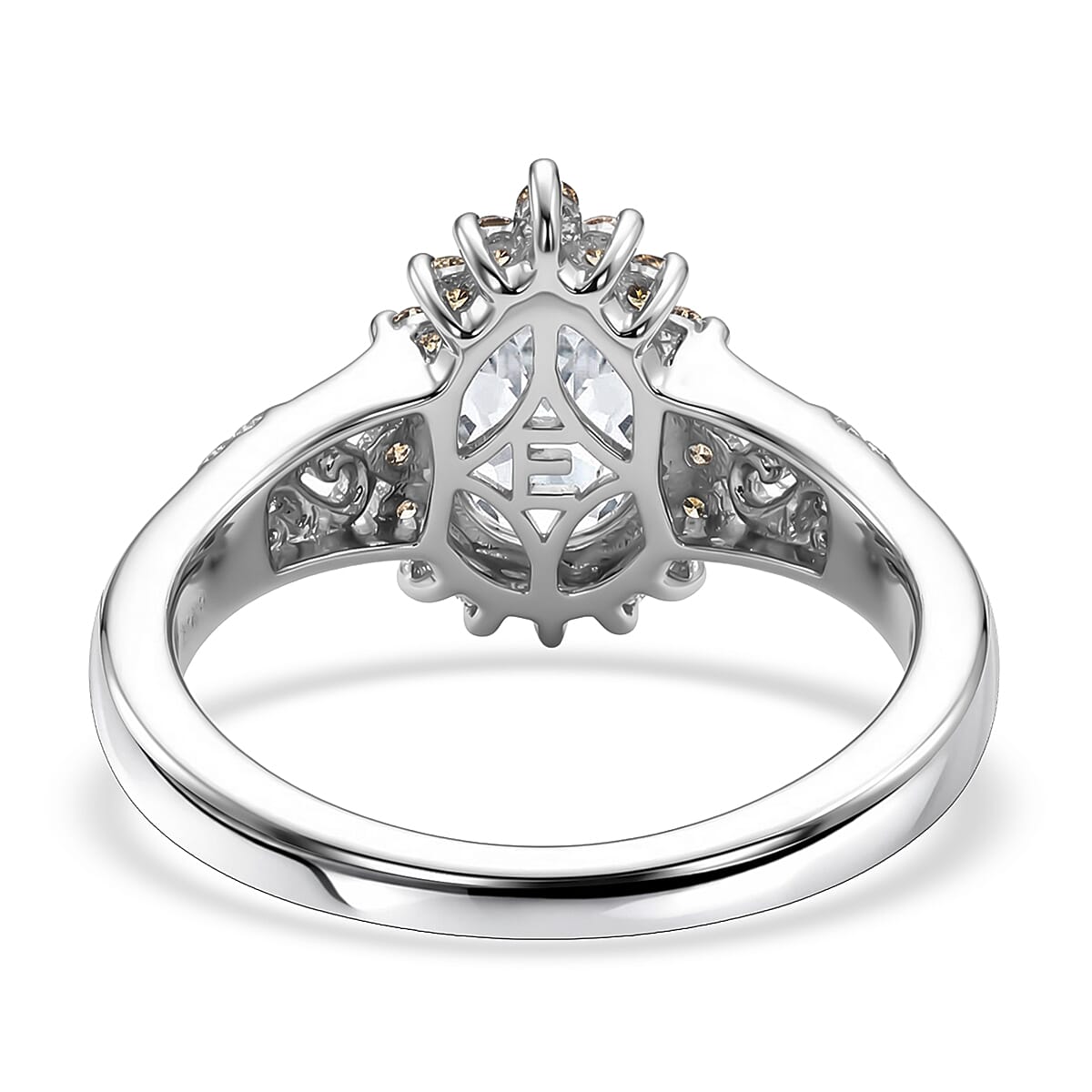 EverTrue Simulated White and Brown Diamond Ring in Platinum Bond (Size 7.0)