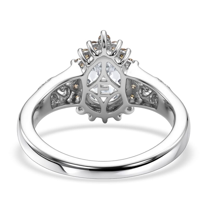 EverTrue Simulated White and Brown Diamond Ring in Platinum Bond (Size 7.0)