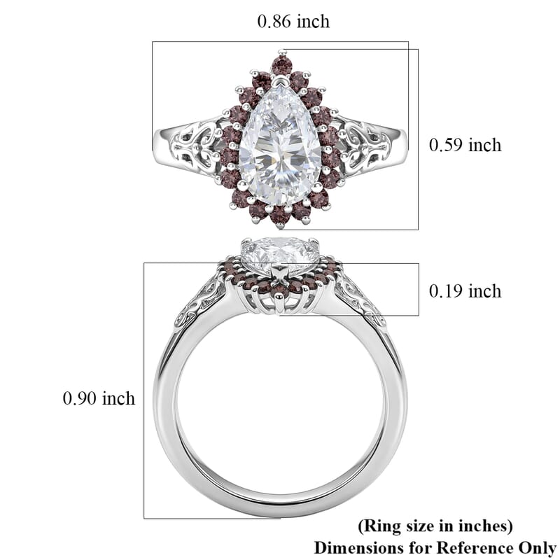 EverTrue Simulated White and Brown Diamond Ring in Platinum Bond (Size 7.0)