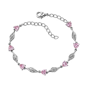 EverTrue Simulated Pink Diamond Bracelet in Platinum Bond (6.50-8In)
