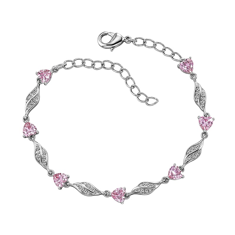 EverTrue Simulated Pink Diamond Bracelet in Platinum Bond (6.50-8In)
