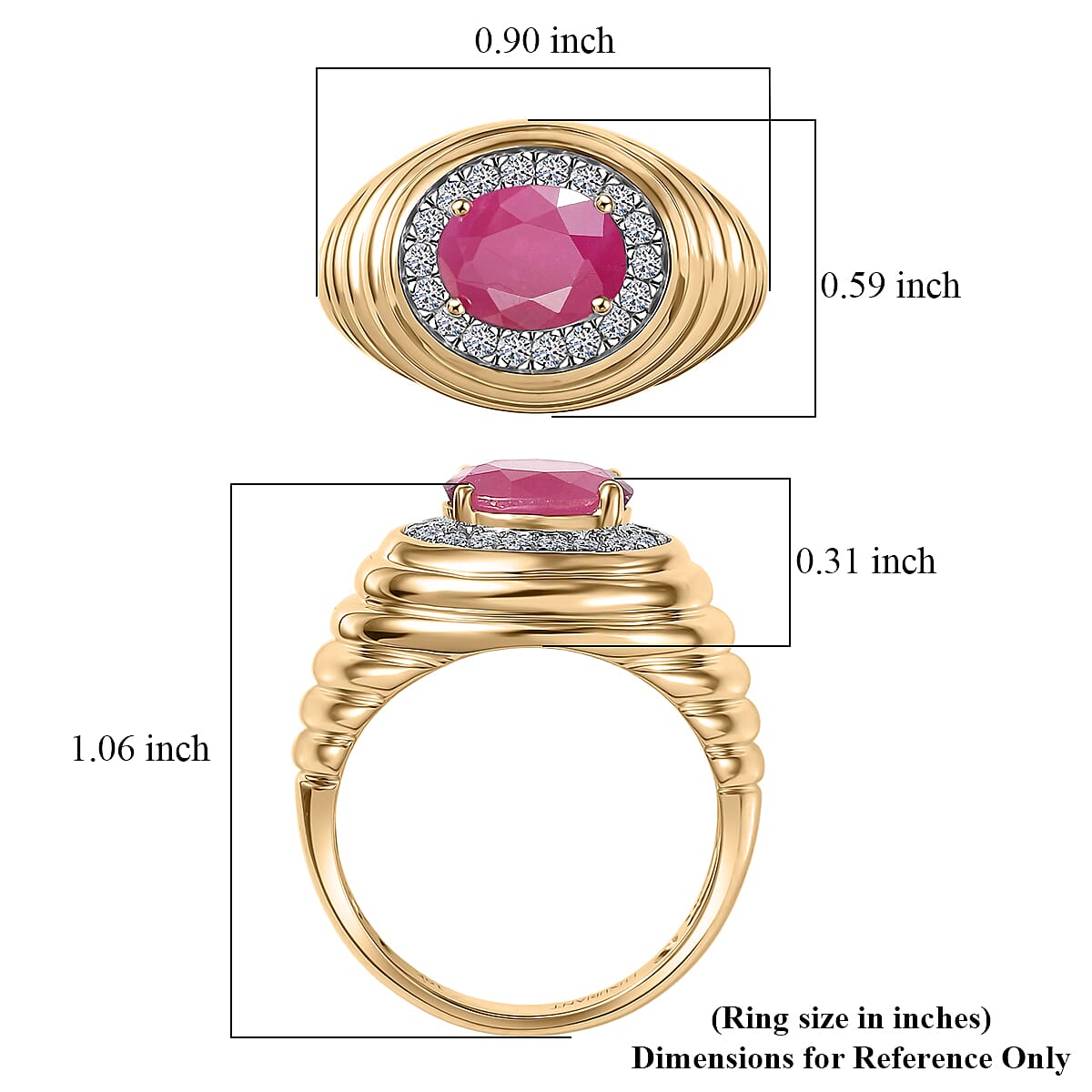 Certified & Appraised AAA Montepuez Ruby and Luxuriant Lab Grown Diamond G-H SI 3.20 ctw Men's Ring in 10K Yellow Gold (Size 10.0) 6.50 Grams (Del. in 7-10 Days) image number 5