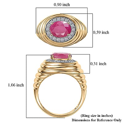 Certified & Appraised AAA Montepuez Ruby and Luxuriant Lab Grown Diamond G-H SI 3.20 ctw Men's Ring in 10K Yellow Gold (Size 10.0) 6.50 Grams