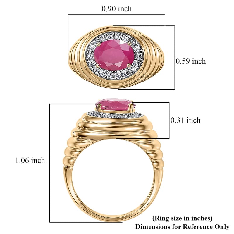 Certified & Appraised AAA Montepuez Ruby and Luxuriant Lab Grown Diamond G-H SI 3.20 ctw Men's Ring in 10K Yellow Gold (Size 10.0) 6.50 Grams