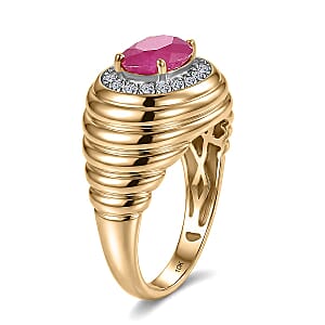 Certified & Appraised AAA Montepuez Ruby and Luxuriant Lab Grown Diamond G-H SI 3.20 ctw Men's Ring in 10K Yellow Gold (Size 10.5) 6.50 Grams