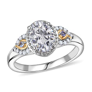 EverTrue Moissanite and Tanzanite 1.50 ctw Ring in 18K YG Plated and Platinum Bond (Size 10.0)