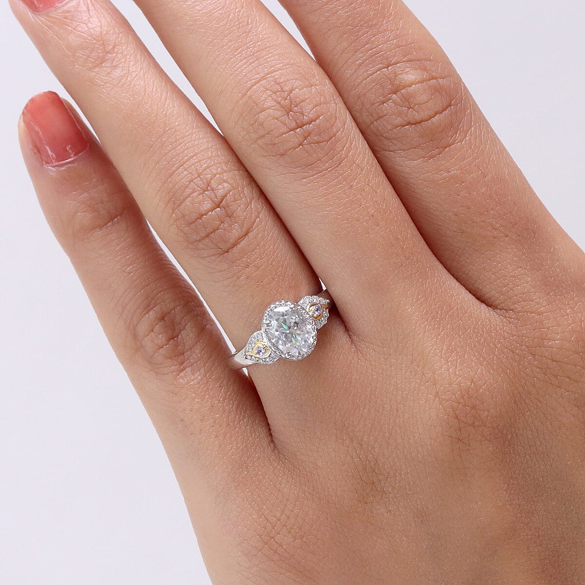 EverTrue Moissanite and Tanzanite 1.50 ctw Ring in 18K YG Plated and Platinum Bond (Size 10.0) image number 2