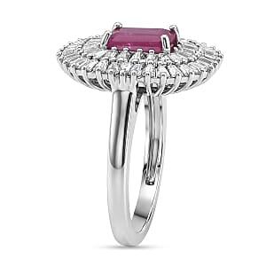 D'Joy AAA Royal Ruby and Moissanite 3.85 ctw Ring in Rhodium Over Sterling Silver (Size 8.0)