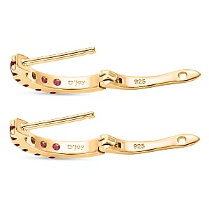D'Joy Niassa Ruby (FF) 0.90 ctw Hoop Earrings in 14K Yellow Gold Over Sterling Silver