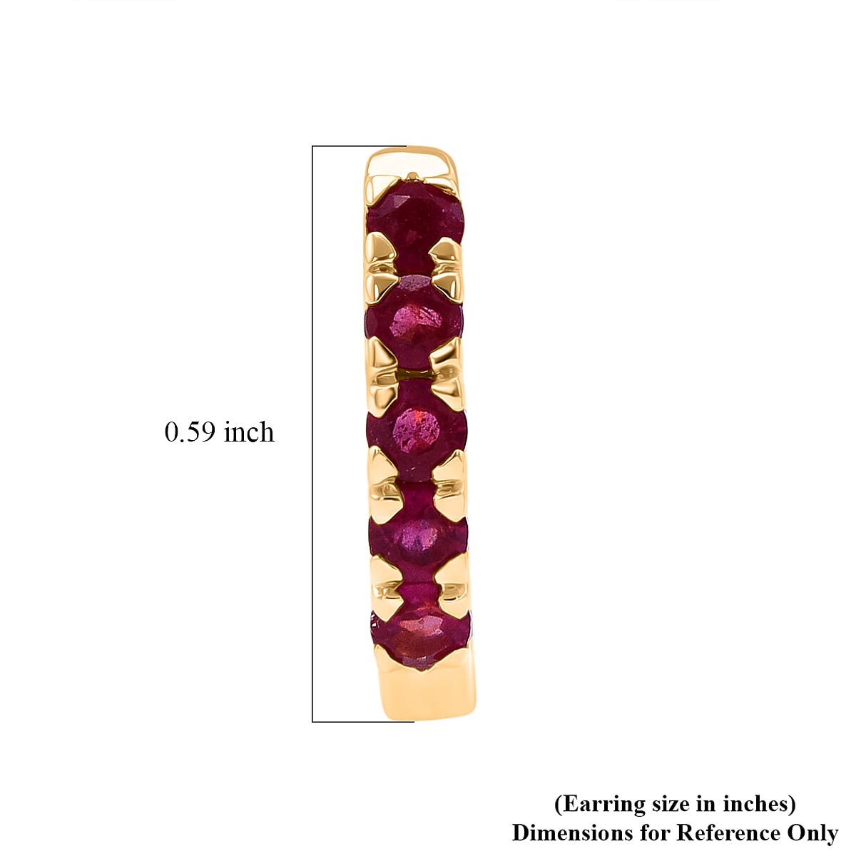 D'Joy Niassa Ruby (FF) 0.90 ctw Hoop Earrings in 14K Yellow Gold Over Sterling Silver image number 5