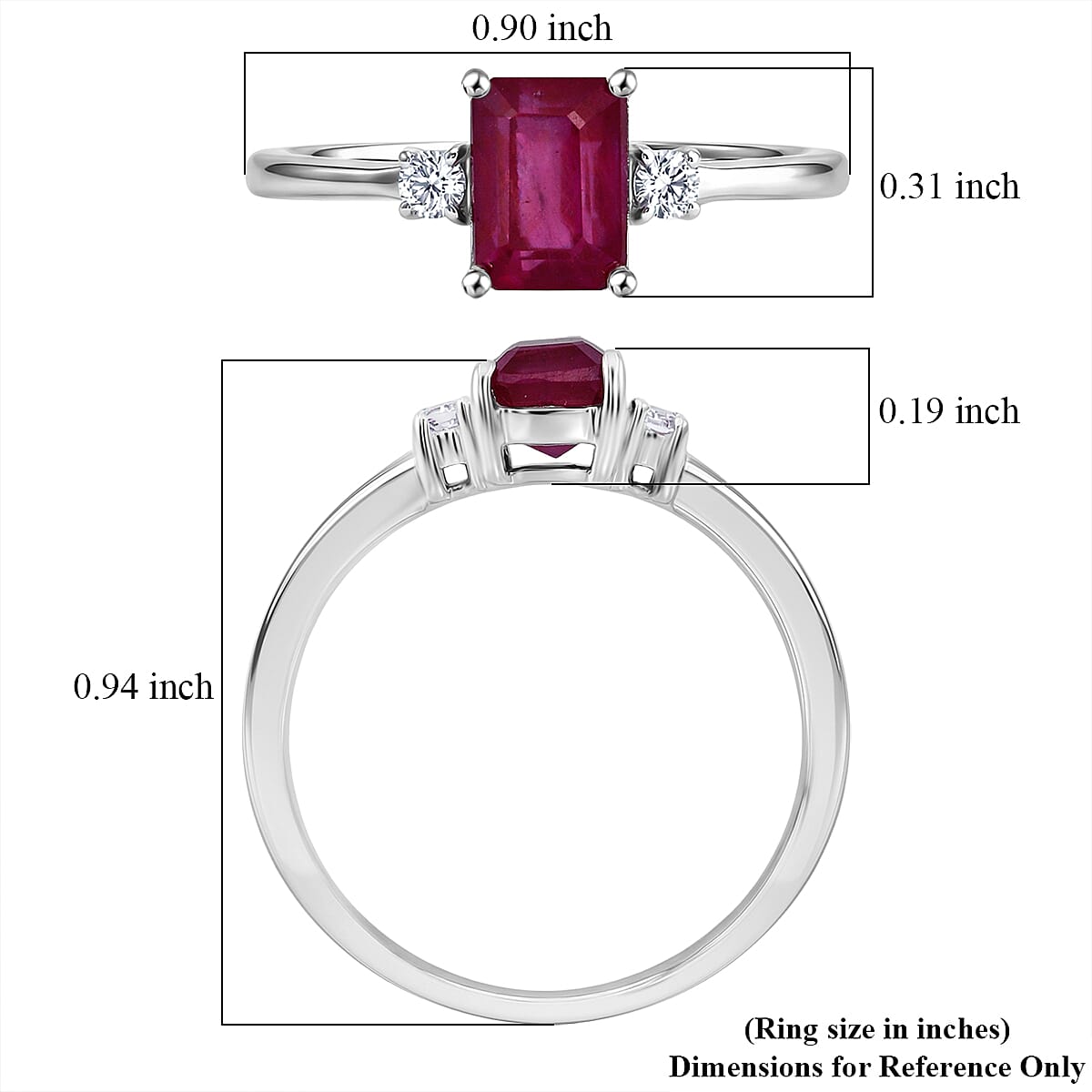 Premium Niassa Ruby (FF), Luxuriant Lab Grown Diamond (G-H, SI) Promise Ring in Rhodium Over Sterling Silver (Size 6.0) 1.70 ctw image number 5