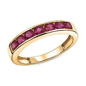D'Joy Niassa Ruby (FF) 0.70 ctw Band Ring in 14K Yellow Gold Over Sterling Silver (Size 10.0)