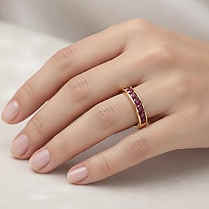 D'Joy Niassa Ruby (FF) 0.70 ctw Band Ring in 14K Yellow Gold Over Sterling Silver (Size 10.0)