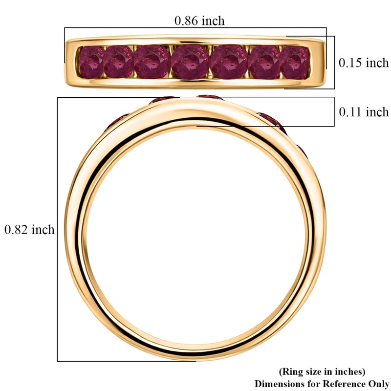 D'Joy Niassa Ruby (FF) 0.70 ctw Band Ring in 14K Yellow Gold Over Sterling Silver (Size 10.0)
