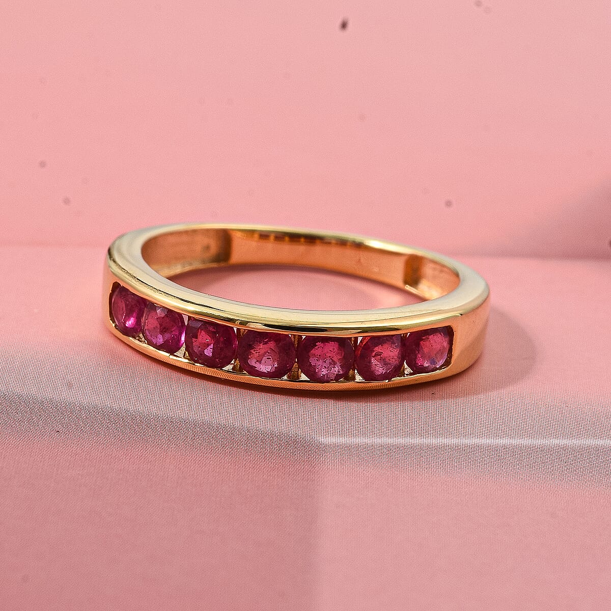 D'Joy Niassa Ruby (FF) 0.70 ctw Band Ring in 14K Yellow Gold Over Sterling Silver (Size 5.0) image number 1