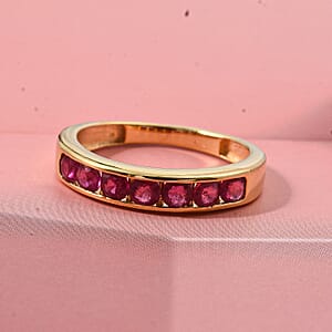 D'Joy Niassa Ruby (FF) 0.70 ctw Band Ring in 14K Yellow Gold Over Sterling Silver (Size 5.0)