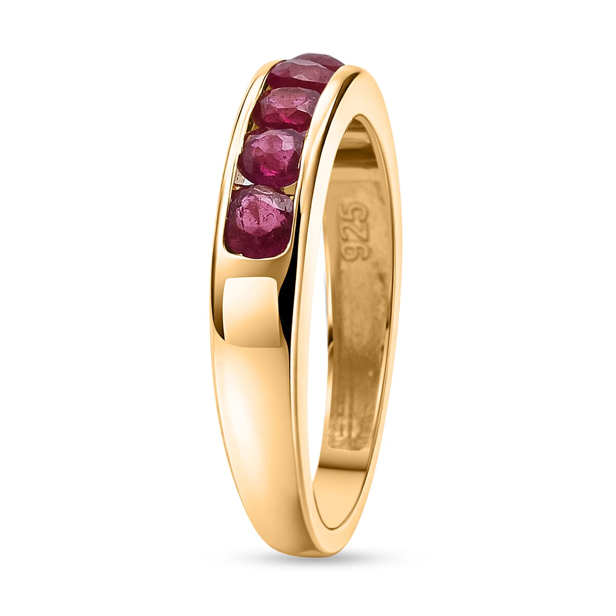 D'Joy Niassa Ruby (FF) 0.70 ctw Band Ring in 14K Yellow Gold Over Sterling Silver (Size 5.0) image number 3