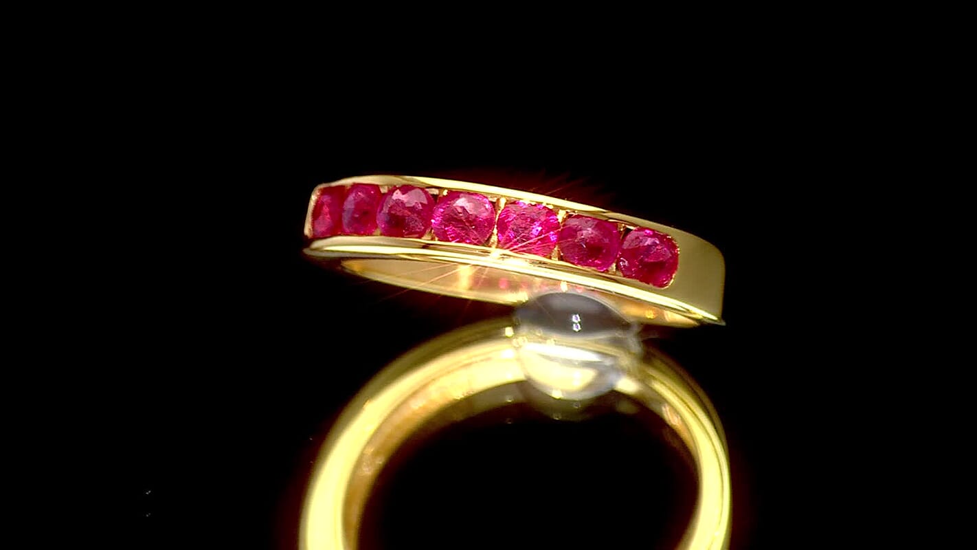 D'Joy Niassa Ruby (FF) Band Ring in 14K YG Over Sterling Silver (Size 10.0) 0.70 ctw