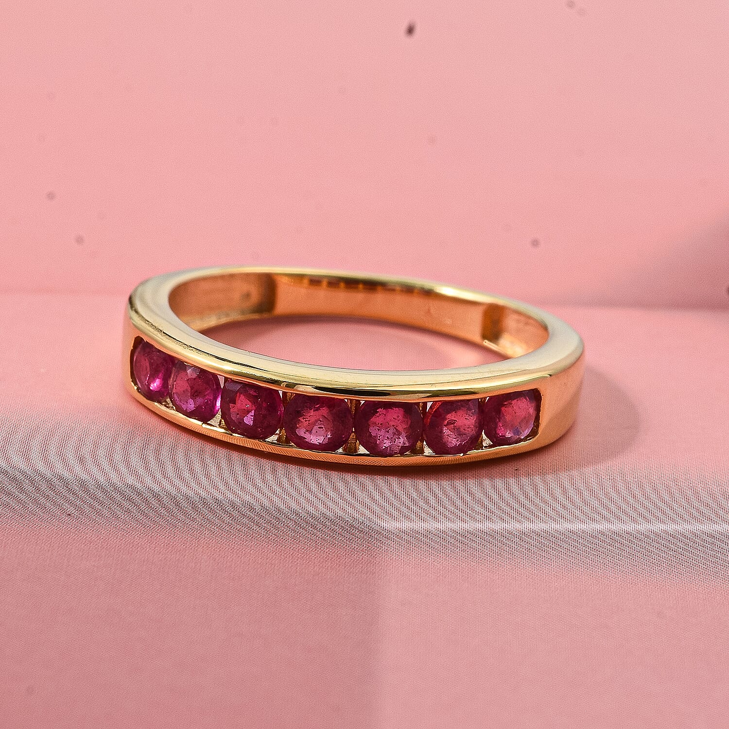 D'Joy Niassa Ruby (FF) 0.70 ctw Band Ring in 14K Yellow Gold Over Sterling Silver (Size 8.0)