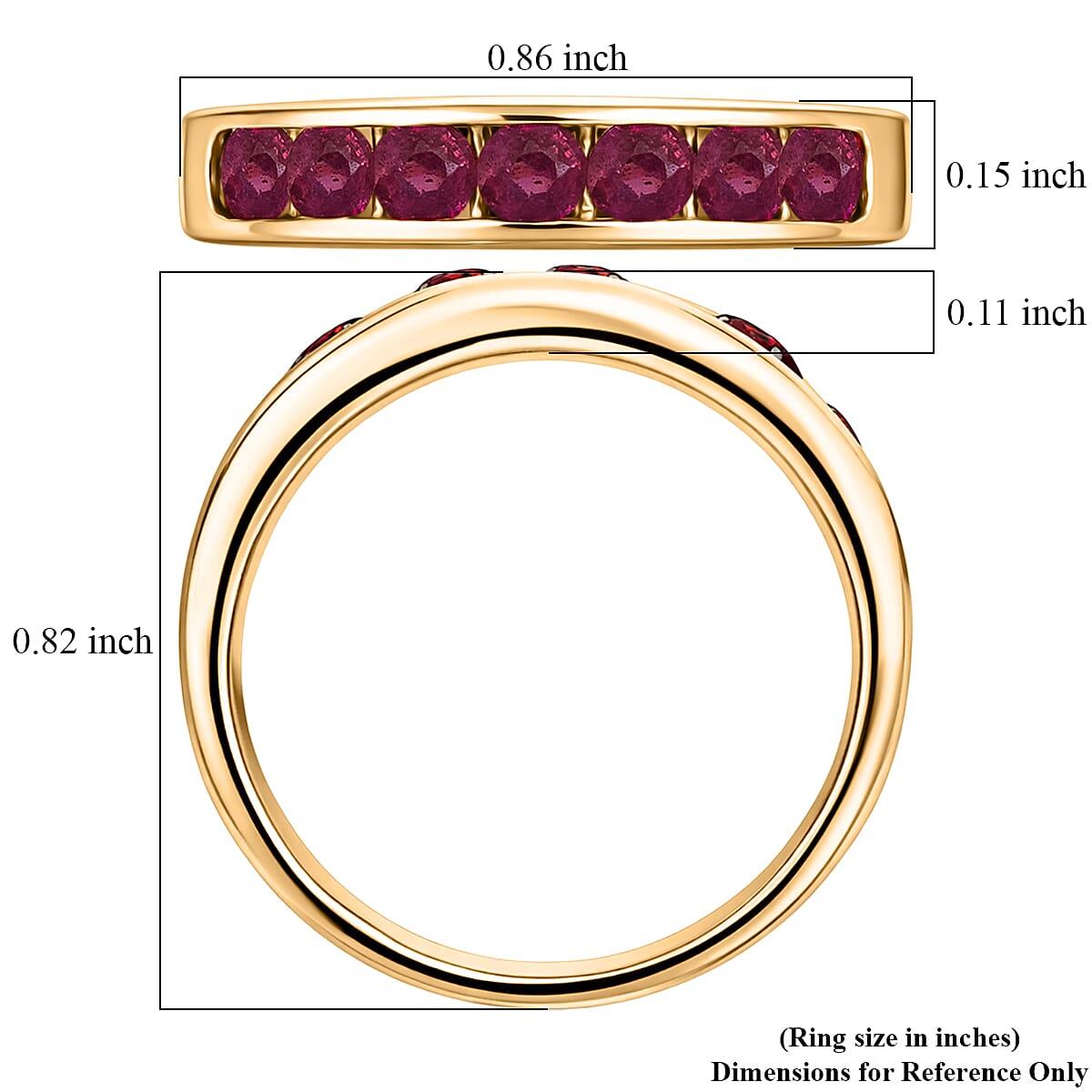 D'Joy Niassa Ruby (FF) 0.70 ctw Band Ring in 14K Yellow Gold Over Sterling Silver (Size 8.0) image number 5