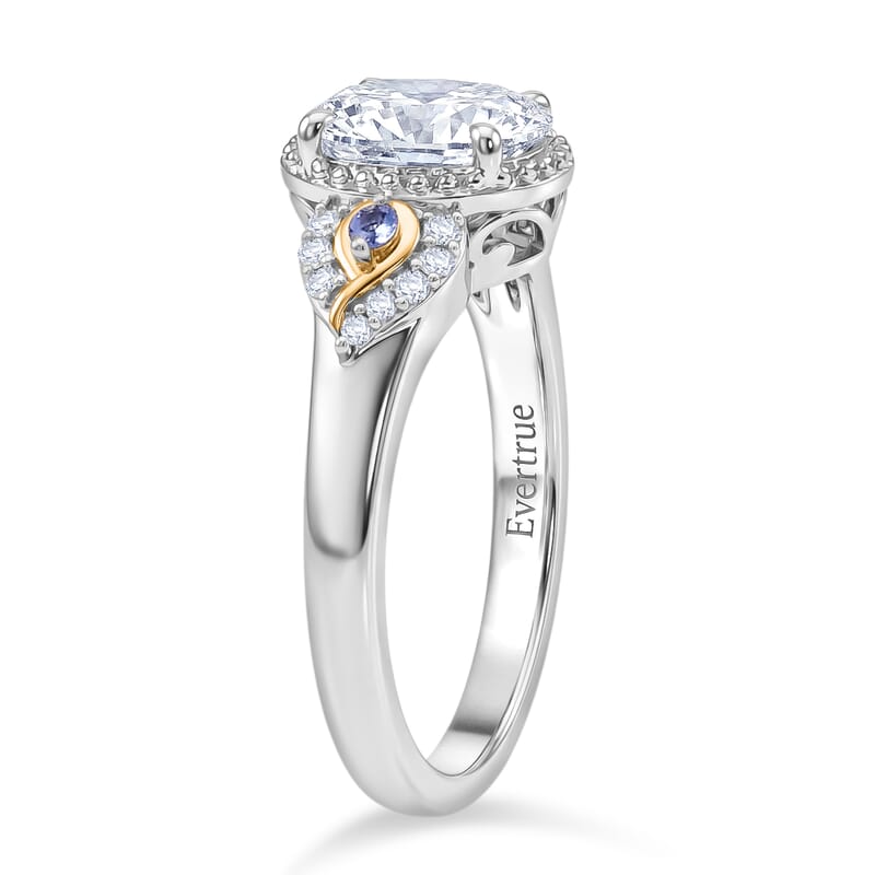 EverTrue Moissanite and Tanzanite 1.50 ctw Ring in 18K YG Plated and Platinum Bond (Size 9.0)