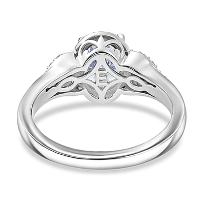 EverTrue Moissanite and Tanzanite 1.50 ctw Ring in 18K YG Plated and Platinum Bond (Size 9.0)