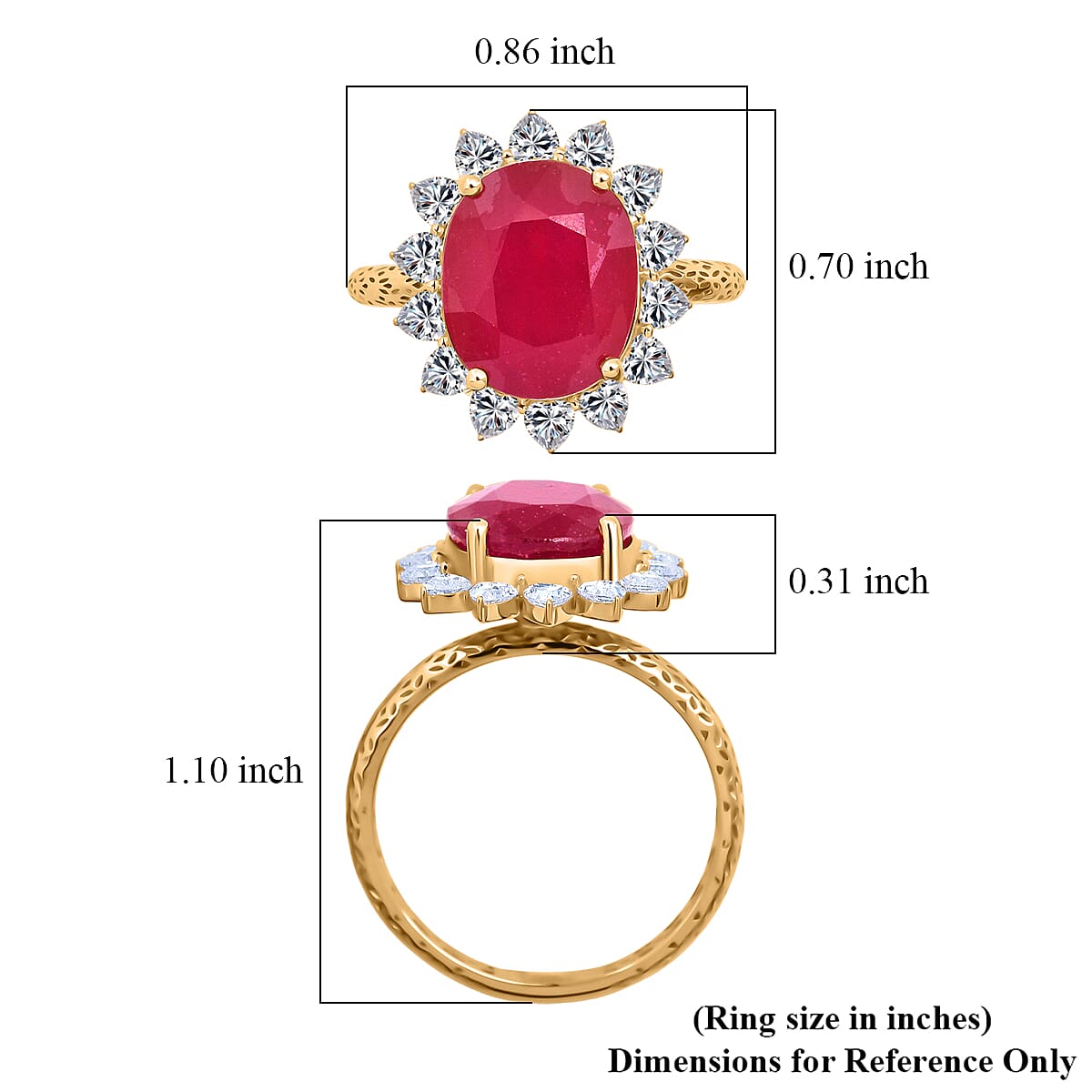 Mirage Collection AAA Niassa Ruby (FF) and Moissanite 7.90 ctw Ring in 10K Yellow Gold (Size 10.0) image number 5