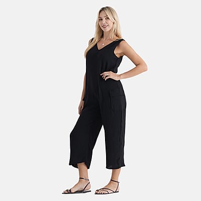 La Marey Black Sleeveless Jumpsuit with Pockets - One Size Fits Most