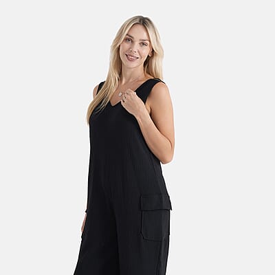 La Marey Black Sleeveless Jumpsuit with Pockets - One Size Fits Most