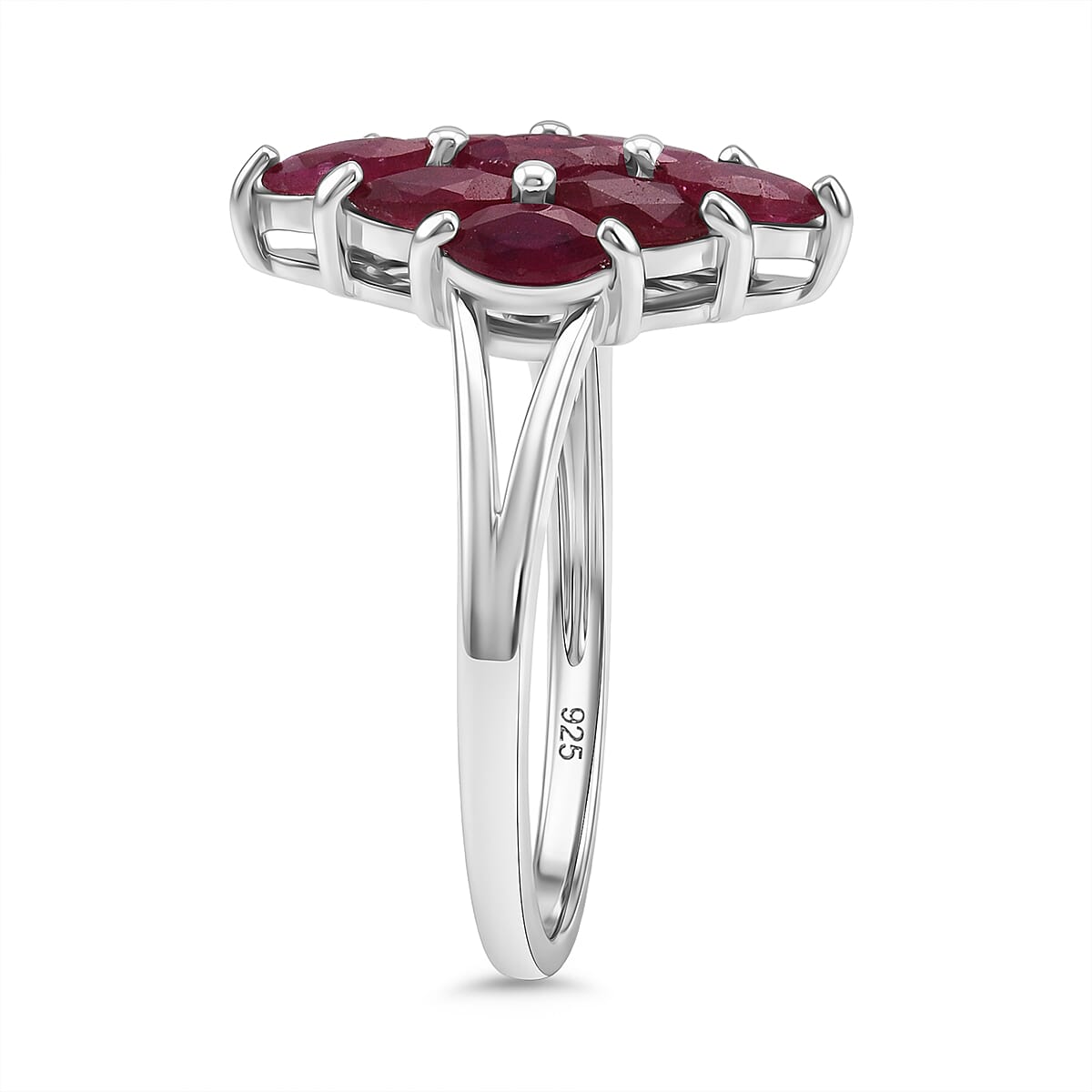 D'Joy Premium Niassa Ruby (FF) 1.90 ctw Flame Ring in Rhodium Over Sterling Silver (Size 10.0)
