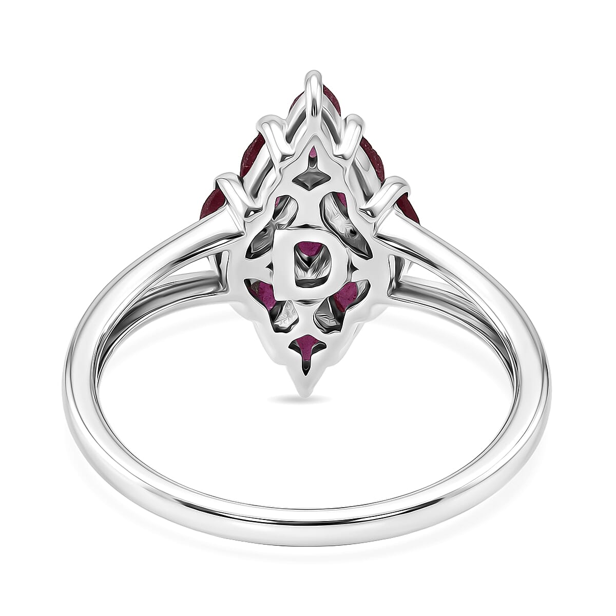 D'Joy Premium Niassa Ruby (FF) 1.90 ctw Flame Ring in Rhodium Over Sterling Silver (Size 10.0)