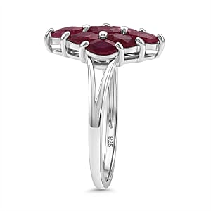 D'Joy Premium Niassa Ruby (FF) 1.90 ctw Flame Ring in Rhodium Over Sterling Silver (Size 5.0)