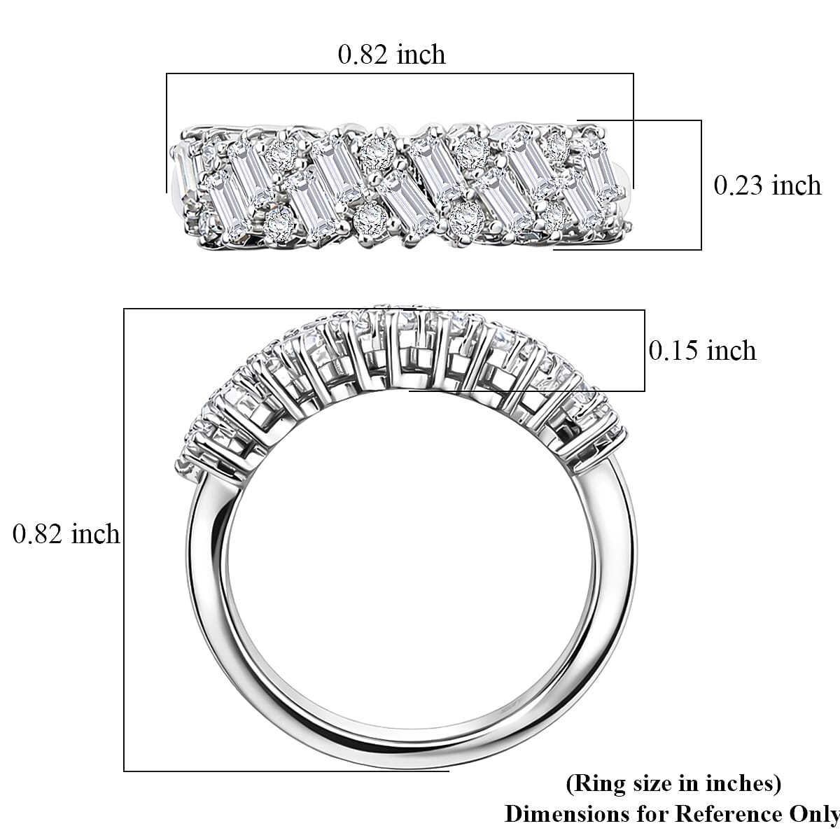 EverTrue Moissanite 0.90 ctw Ring in Platinum Bond (Size 10.0)