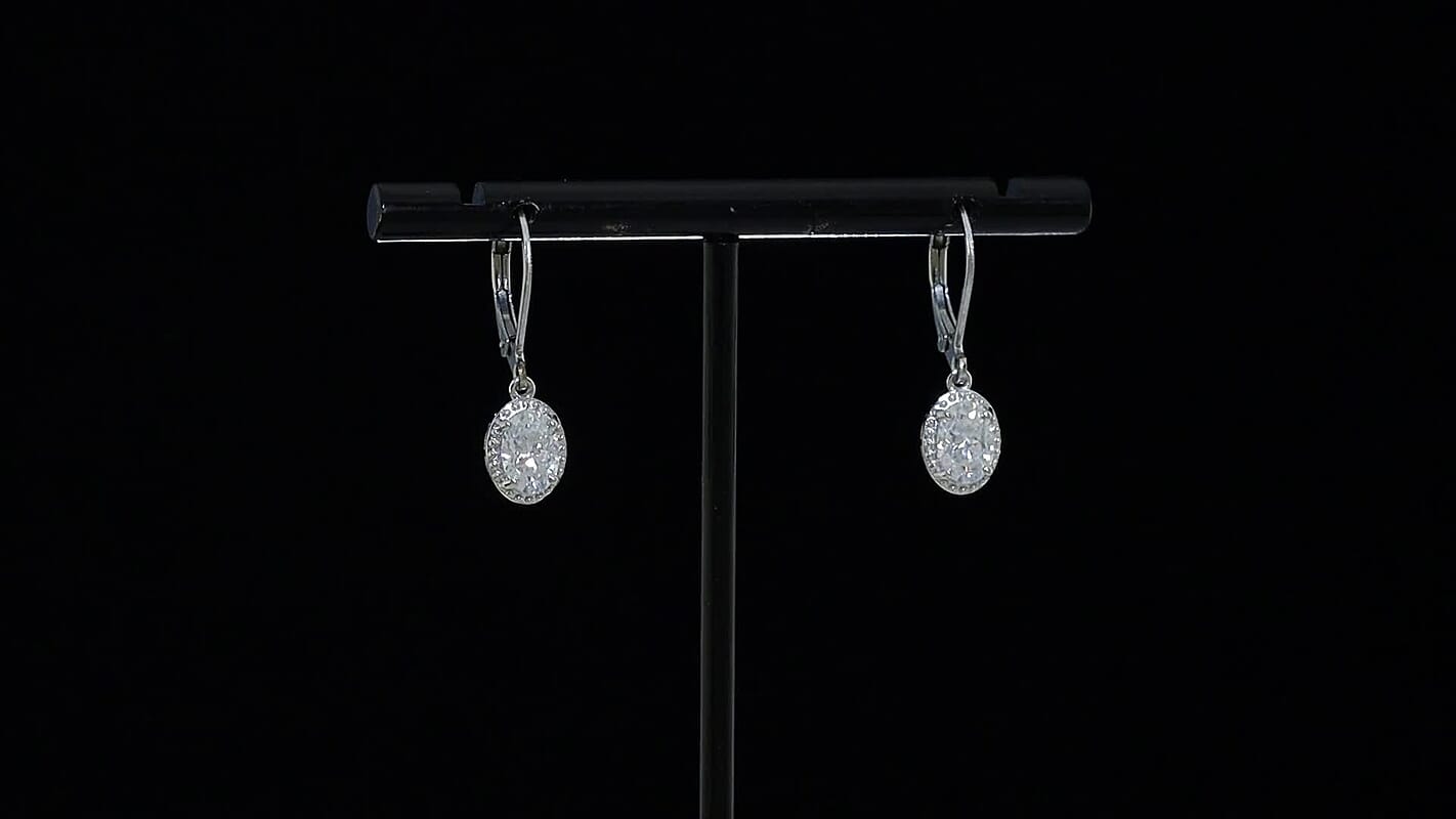 EverTrue Moissanite 1.60 ctw Solitaire Lever Back Earrings in Platinum Bond