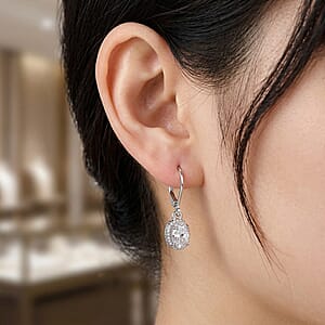 EverTrue Moissanite 1.60 ctw Solitaire Lever Back Earrings in Platinum Bond