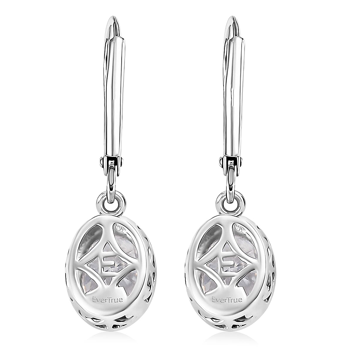 EverTrue Moissanite 1.60 ctw Solitaire Lever Back Earrings in Platinum Bond