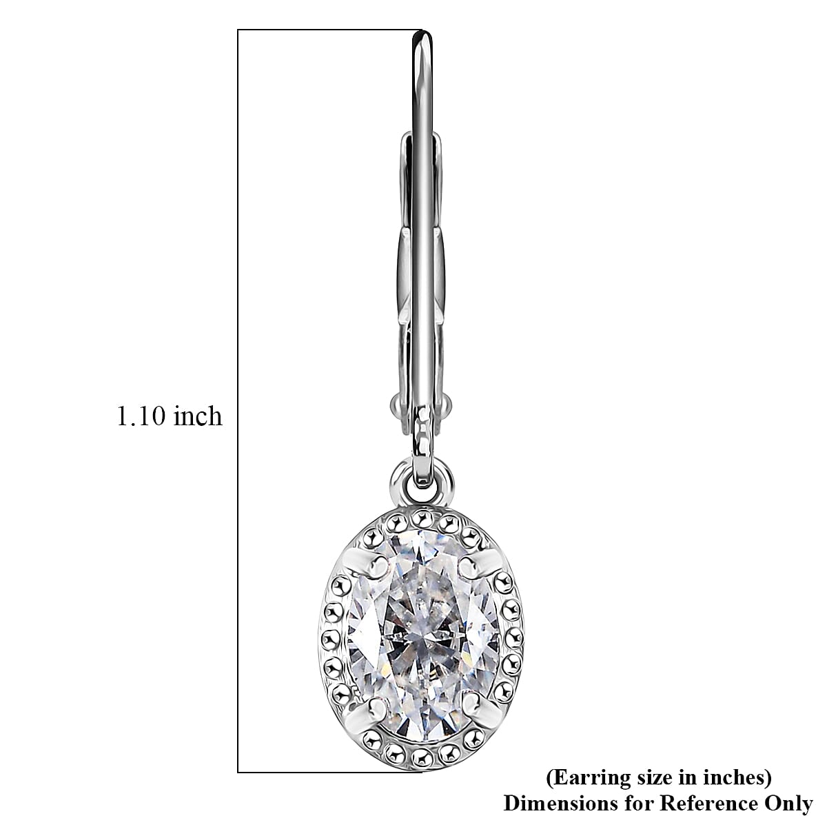 EverTrue Moissanite 1.60 ctw Solitaire Lever Back Earrings in Platinum Bond image number 5