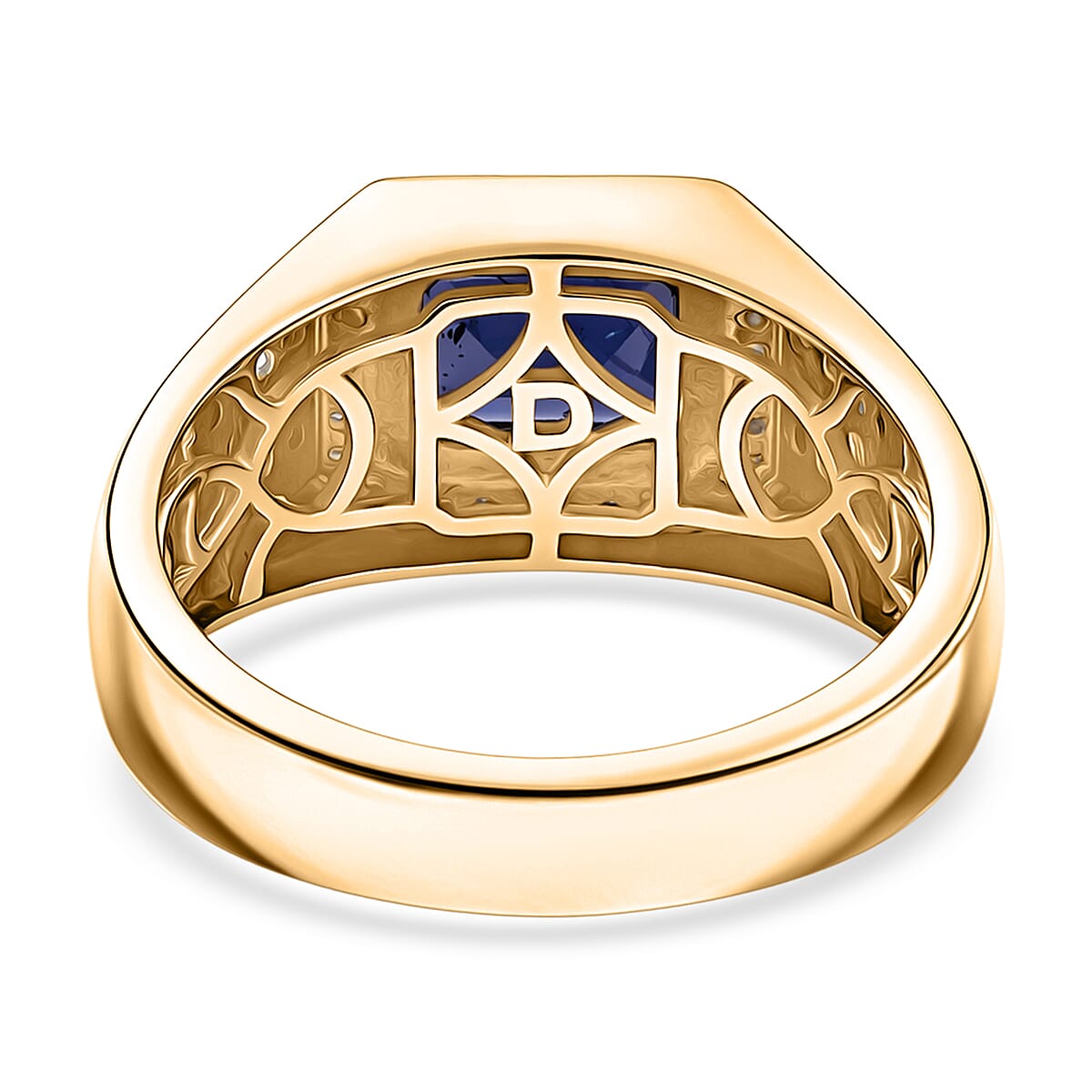 D'Joy Premium Catalina Iolite and Moissanite 1.80 ctw Men's Ring in 18K Vermeil Yellow Gold Over Sterling Silver (Size 11.0) image number 4