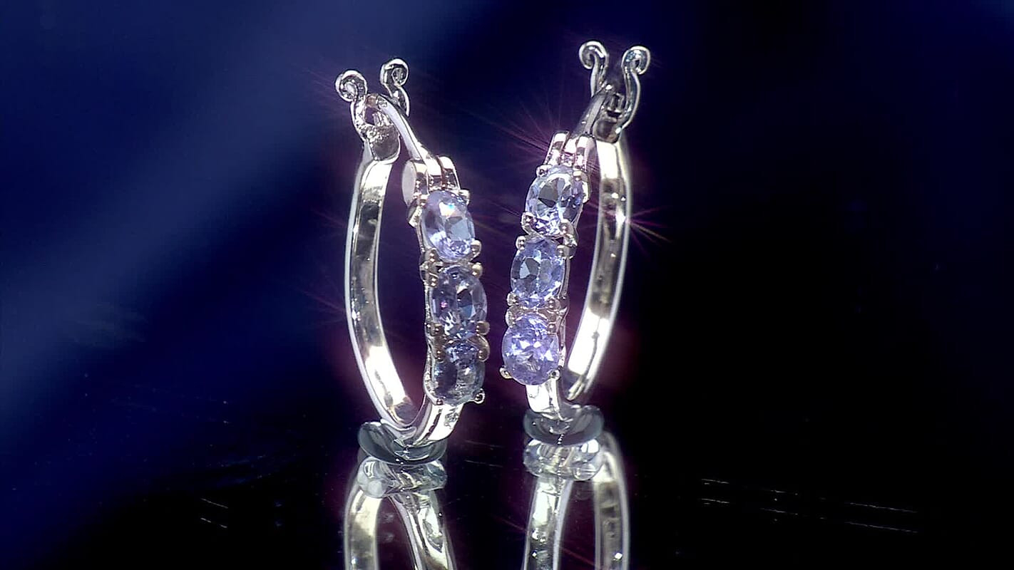 EverTrue Tanzanite Hoop Earrings in Platinum Bond 1.15 ctw